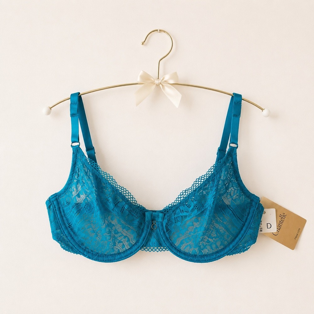 Chantelle‎ Turquoise Blue Lace Unlined Underwire Bra 32D NWT 2141/JX